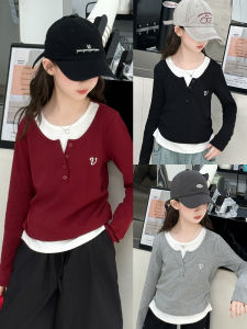 ZIRUIBABA | Girls Faux Two-piece Shirt