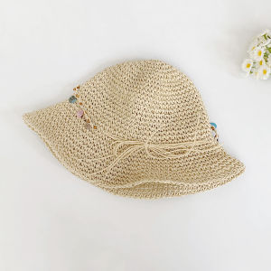 Rabn Womens Straw Woven Fisherman Hat Large Brim Sunshade Beach Holiday Hat Spring Summer Autumn Casual Style round Top