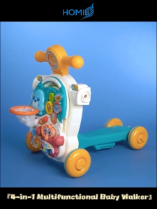 HOMIE 4-in-1 Multifunctional Baby Walker/Balance Bike/Toddler Scooter/Detachable Activity Table Game