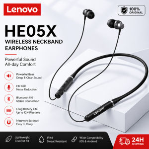 Lenovo | 100% Origial Lenovo HE05X Bluetooth Earphones Earphone Waterproof Earplugs HIFI Sound Magnetic Neckband Headset Sports Headphone