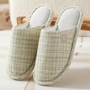 MONLEYTA | Spring Autumn Cotton Linen Slippers Anti Slip Home Shoes Womens Odor Free Summer Comfortable Warmth Couple Slippers
