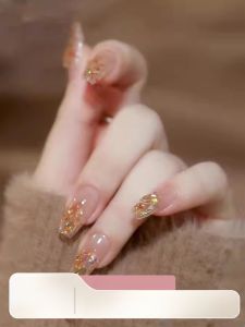 MONLEYTA | Nhựa móng tay thủ công Pure Handmade Wearable Nail Art 2025 New Year Autumn Winter High-End Feel Short And Long Nail Stickers