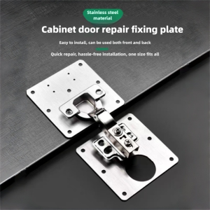 Cabinet Hinge Repair Plate Kit Kitchen Cupboard Door Hinge Mounting Plate With Holes Flat Fixing Brace Brackets Household Tools