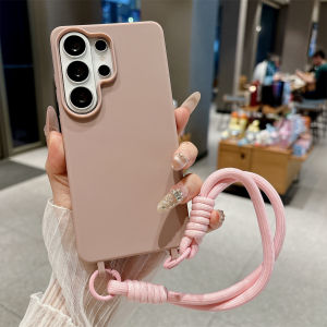 Silicone Candy Color Phone Case for Samsung Galaxy S26 S25 Ultra S24 FE S23 S22 S21 Plus A56 A36 A26 A17 A07 Wrist Strap Cover