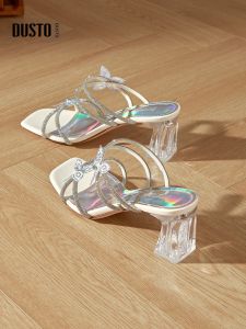 DUSTO | Silver Butterfly Ladies High Heels Sandals