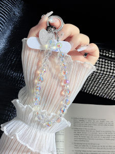 Crystal Phone Chain Pendant Womens Transparent Colored Gem New Arrival Mobile Phone Lanyard Key Pendants Bag Lanyard Pendant Fancy High-End Classy Original Short Satchel Beaded Card Back Clip