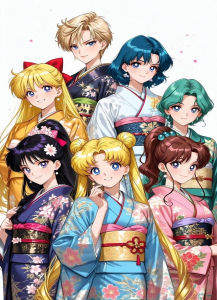 Bandai | Virtual Anime Sailor Moon Figure Paint by Numbers Oil Painting Modern Wall Decor for Living Room Bedroom Perfect Gift No Frame