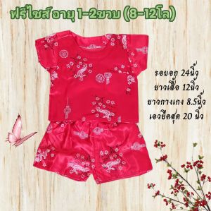 ชุดจีนเด็กผู้ชาย ลายมังกร ขายาว ผ้าตวน (ไม่เกิน 12โล)