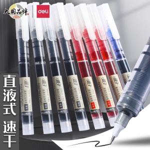 Deli Large Capacity Carbon Gel Pen Quick Dry Black Ink Student Exam Signature Pen High Volume Writing Brush Question Pen Red Blue Teacher Special