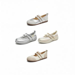Flat Silver Ballet Style Low-cut Shoes