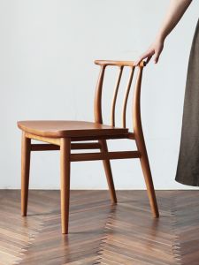 Nordic Style Solid Cherry Wood Back Chair Black Cherry Casual Coffee Chair Mountain Hidden Object B-01 Master Design Simple Modern