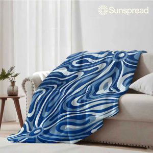 Beast Kingdom | blue abstract swirl Soft Warm Flannel Blanket Lightweight Cozy Christmas Halloween Home Decor Room