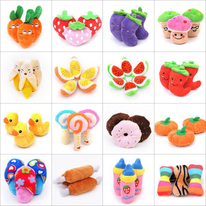 Pet Dog Toys Sounding Interactive Banana Apple Carrot Bone Puppy Chew Plush Toy