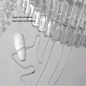 Golden Silvery Chain Nail Decor - DIY Beaded Chain Nail Art for Japanese/Korean Style Manicures (Salon-Grade Nail Jewelry)