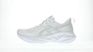 ASICS Women NOVABLAST 5 Running Shoes in White/Piedmont Grey