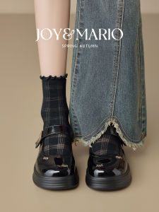 French Mary Jane Shoes Womens Chunky Heel Buckle Versatile Leather Shoes J＆M Fashion Element Pure E-commerce Youth Daily
