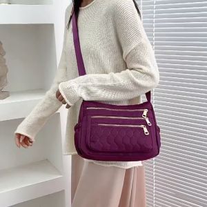 Túi vải đeo chéo trần chỉ nhiều ngăn không thấm nước size 27cm