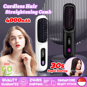 🇸🇬[Ready Stock] NEW Portable Cordless Hair Straightener Wireless Straightening Comb Negative Ion Hair Brush Curler for Travel Ironing Comb Curling Hair Care Styling Comb Hair brush 无线直发梳 卷发梳