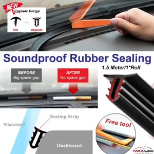 T-Shape Soundproof Rubber Sealing Strip 1.5 Meter Car Dashboard Windshield Gap Insulation Sticker