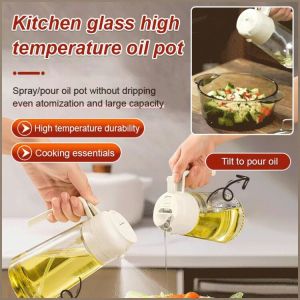 Oil Bottle Ergonomic Oil Sprayer Pin Thickened Glass Easy to Clean Lit One Pot for Multiple Uses