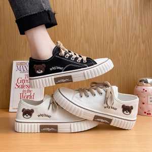 LADANG ONLINE - Sepatu Kets Bahan Kanvas Kualitas Impor Motif Teddy Line Brown Chino