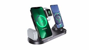 Shapawoo 2023 เครื่องชาร์จไร้สาย 6 in 1 เครื่องชาร์จไร้สาย Stand 10W Fast Charging for iPhone, Apple Watch, AirPods