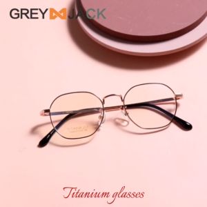 Grey Jack Frame Kacamata Bahan Titanium Kotak Ringan Fashion Trendy Bisnis Style Bisa Minus 3956