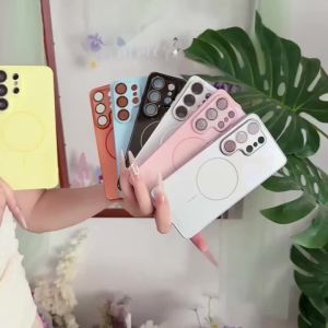 For MagSafe Candy Color Glossy Crystal Phone Case for Samsung S25 S26 Plus S24 S23 Ultra Wireless Charging Protective Back Cover