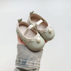 Princess Style Baby Shoes Pearl Decorated Soft Bottom Low Cut Single Shoes First Year Birthday Party Infant Step before Shoes