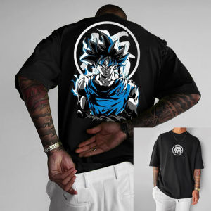 Bandai | Seven Dragon Ball Evil Man Buou Printed Digital Direct Printing Loose Pure Cotton Short-Sleeved T-Shirt for Men Trendy