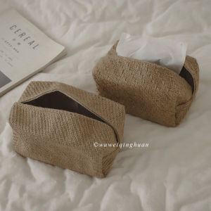 Nordic Simple Yellow Flax Fabric Tissue Box Tea Table Dining Table Storage Japanese Style Life Branch Enlightenment