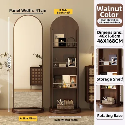Rotating Full Length Mirror with Storage and Bookstand