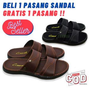 Promo Sandal Pria BELI 1 GRATIS 1 Sendal selop pria kulit terbaru
