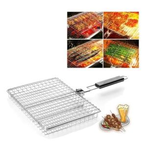 Portable Metal iron Folding Grill Basket BBQ Grill Basket With Handle for Fish Vegetables Shrimp Cook Accessories Outdoor