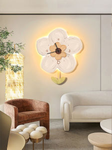 Modern Minimalist Floral Cream Style Living Room Dining Room Wall Clock Home Decor Resin Material Battery Powered Clock