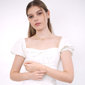 Mikana Momoko Gold Plated Layered Necklace for women daily fashion accessories summertime jewelry