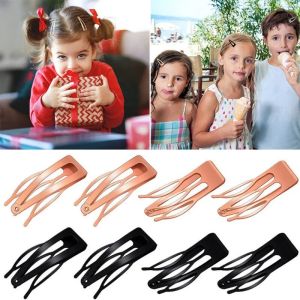 🔥Wishcat Metal Snap-fastener Hair Clip Double-grip Hairpin Women Children Side Bangs Clip Simple Black BB Clip Fashion Curly Hair Tool Hair Accessories