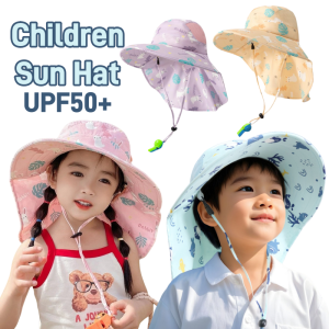 Kids Bucket Hat Kids Sunscreen Hat with Whistle UV Protection Sun Cap Outdoor Polyester Cute Hat