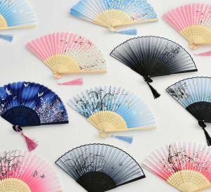1pcs Ancient Fans Folding Fan Plum Blossom Butterfly Bamboo Folding Fan Prop Decorations