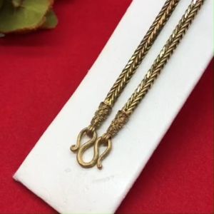 สร้อยคองานดิบทองเหลืองลายซีตรอง(สี่เสา)หัวจรวด ความยาว 24 นิ้ว งานดิบไม่ได้ชุบ ทองเหลืองโบราณ ใส่ได้ทุกโอกาส พร้อมส่ง