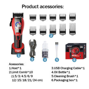Kemei Km-488 Professional Hair Clipper USB Brushless Hair Trimmer DLC Blades Hair Cut Machine