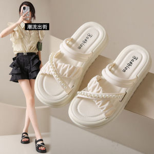 Summer Soft Bottom Thick Heel Womens Slippers Outdoor Wear Fairy Style with Skirts Two-Way Slip-On Trendy Clog Shoes