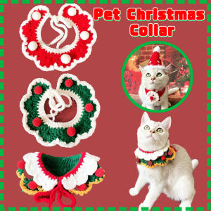 Pet Christmas Decoration Accessories Dog Cat Knitted Wool Christmas Collar & Hat Dressing Supplies