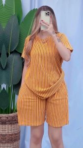 Aimee terno stripe barkcrepe freesize best fit up to XL