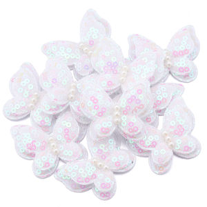 10Pcs 44*34mm Padded Sequins Butterfly Appliques For Clothes Hat Shoes Sewing Patches DIY Headwear Hair Clips Bow Decor