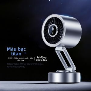 mave | Quạt Bàn Kim Loại Tự Động Quay Ít Ồn Sạc USB