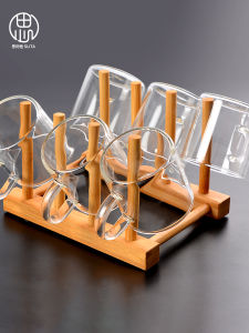 Bamboo Cup Holder Tea Cup Shelf Tea Set Storage Rack Cup Holder Support Cup Draining Board Bamboo Dustproof Drain Water Cup Upside down