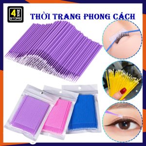 Gói 100 Cây Tăm Tháo Gỡ Mi Lấy Sáp Đầu Nhỏ Tiện Lợi - Tăm Bông Vệ Sinh Mi Quét Sáp / Dụng Cụ Nối Mi Chuyên Dụng Gòn Mềm Vệ Sinh An Toàn