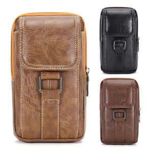 New Mens Waterproof Phone Bag for Working at Construction Site Crossbody Leather Multifunctional Anti-Drop PU Small Wallet