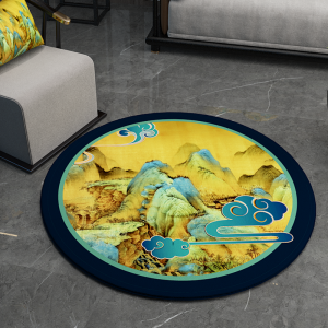 Luxurious round Chinese Landscape Painting Carpet for Living Room Sofa Bedroom Traditional Chinese Style Floor Mat Home Decor